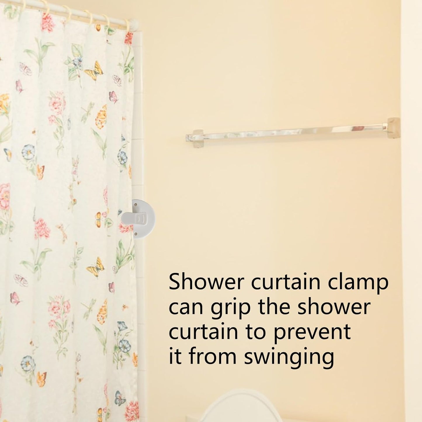 Shower Curtain Clips - 6 Pack - Self-Adhesive - Shower Splash Clips - For Curtains - Shower Curtains - Weighted Clips - Secure Shower Curtains and Curtains