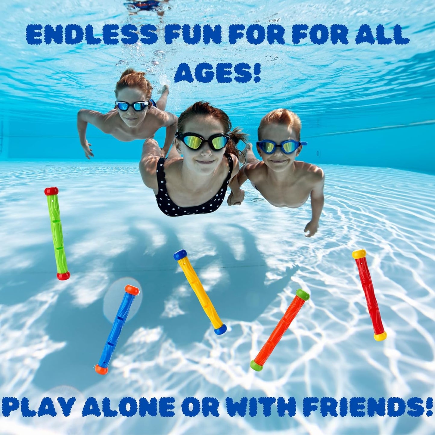 Diving stick - Dive toys - Kids' pool toys - Suitable for children aged 8-12 years - Pool toys - Colourful - Fast sinking - 5 colours