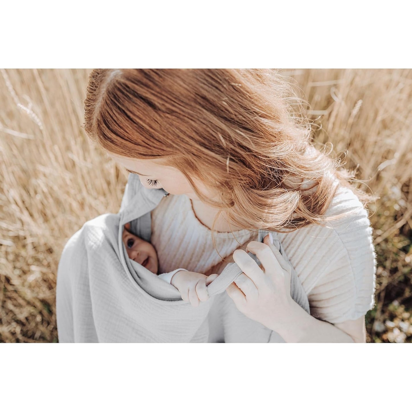 Breastfeeding bib - Smooth woven fabric for breastfeeding babies - Breathable - Pure cotton - Breastfeeding covers - Breastfeeding bib for mothers - Multifunctional car seat cover - Beige