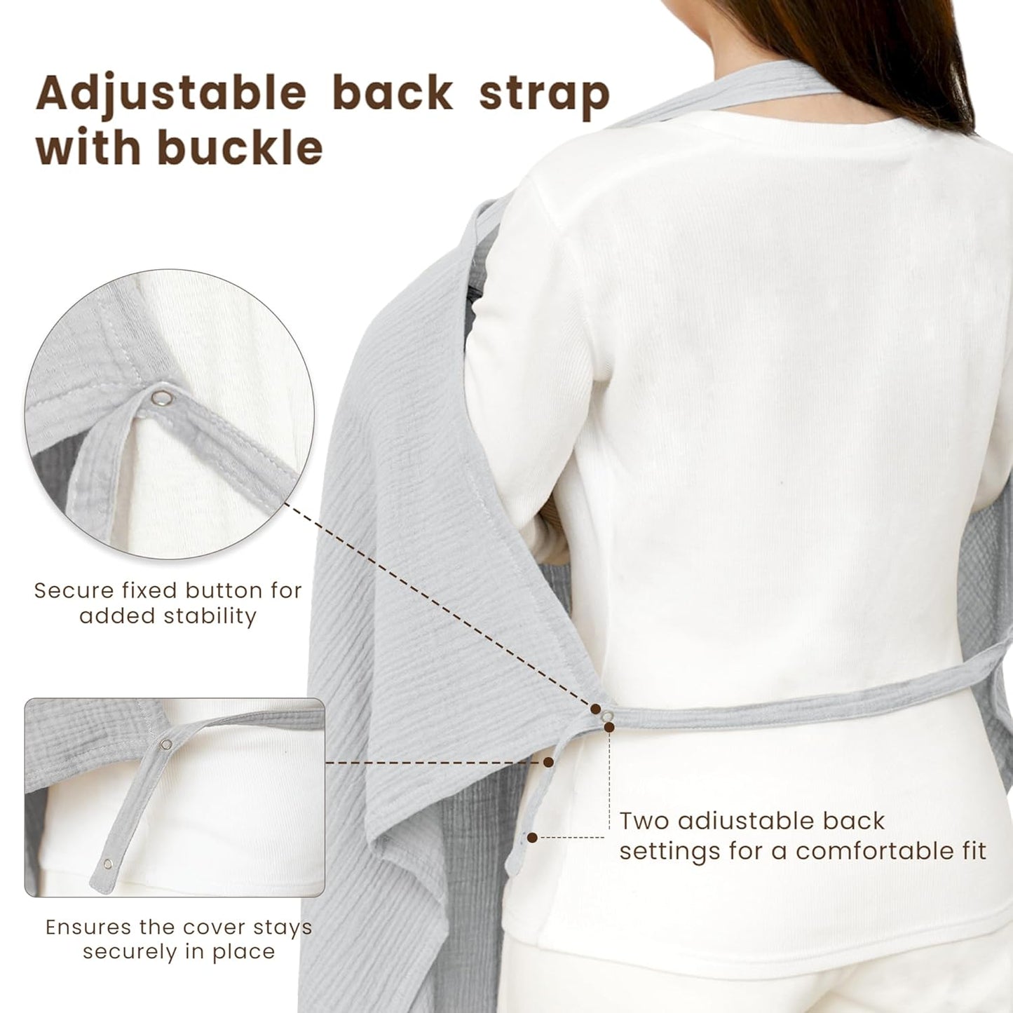 Breastfeeding bib - Smooth woven fabric for breastfeeding babies - Breathable - Pure cotton - Breastfeeding covers - Breastfeeding bib for mothers - Multifunctional car seat cover - Beige