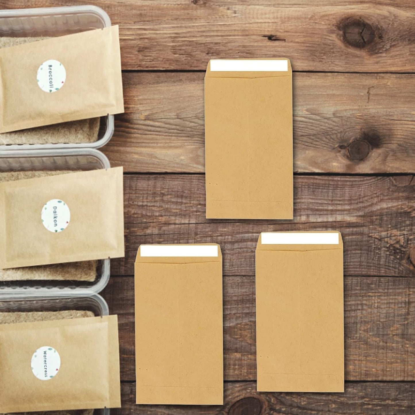 50 small brown seed envelopes - 6x10cm mini brown seed envelopes - envelopes for coins and small parts - small brown kraft paper bags for small items - seeds - cash - beads - coins