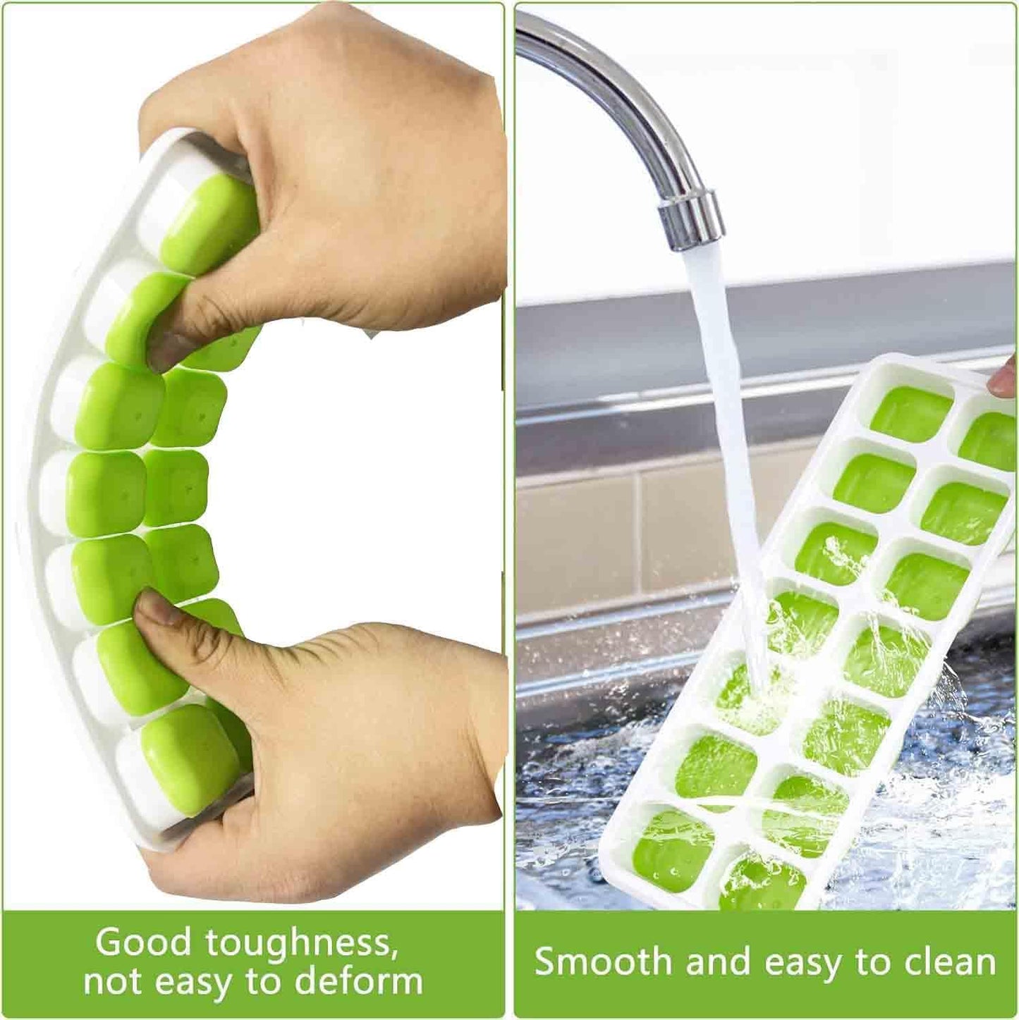 Ice cube trays - 4-pack - reusable silicone - easy to release - flexible ice cube trays for 56 ice cubes with leak-proof, removable lids - BPA-free - durable and dishwasher safe