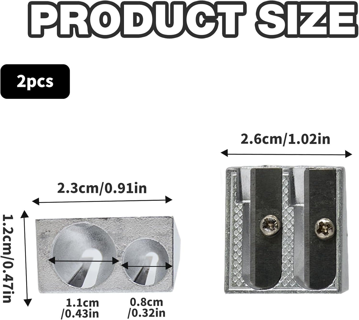 2-pack metal pencil sharpener with 2 holes Metal pencil sharpener for school Pencils for home School Office supplies