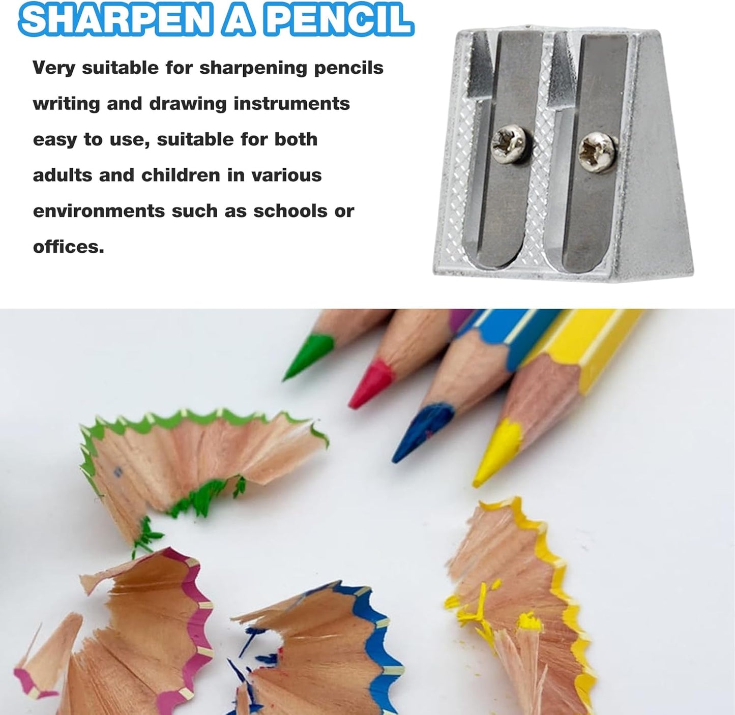2-pack metal pencil sharpener with 2 holes Metal pencil sharpener for school Pencils for home School Office supplies