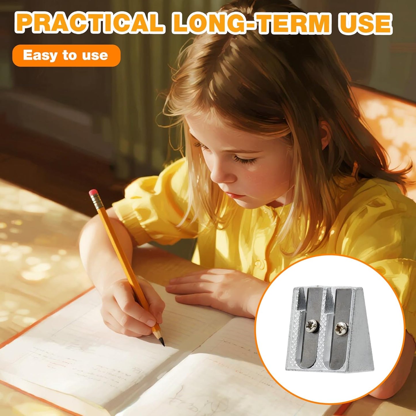 2-pack metal pencil sharpener with 2 holes Metal pencil sharpener for school Pencils for home School Office supplies