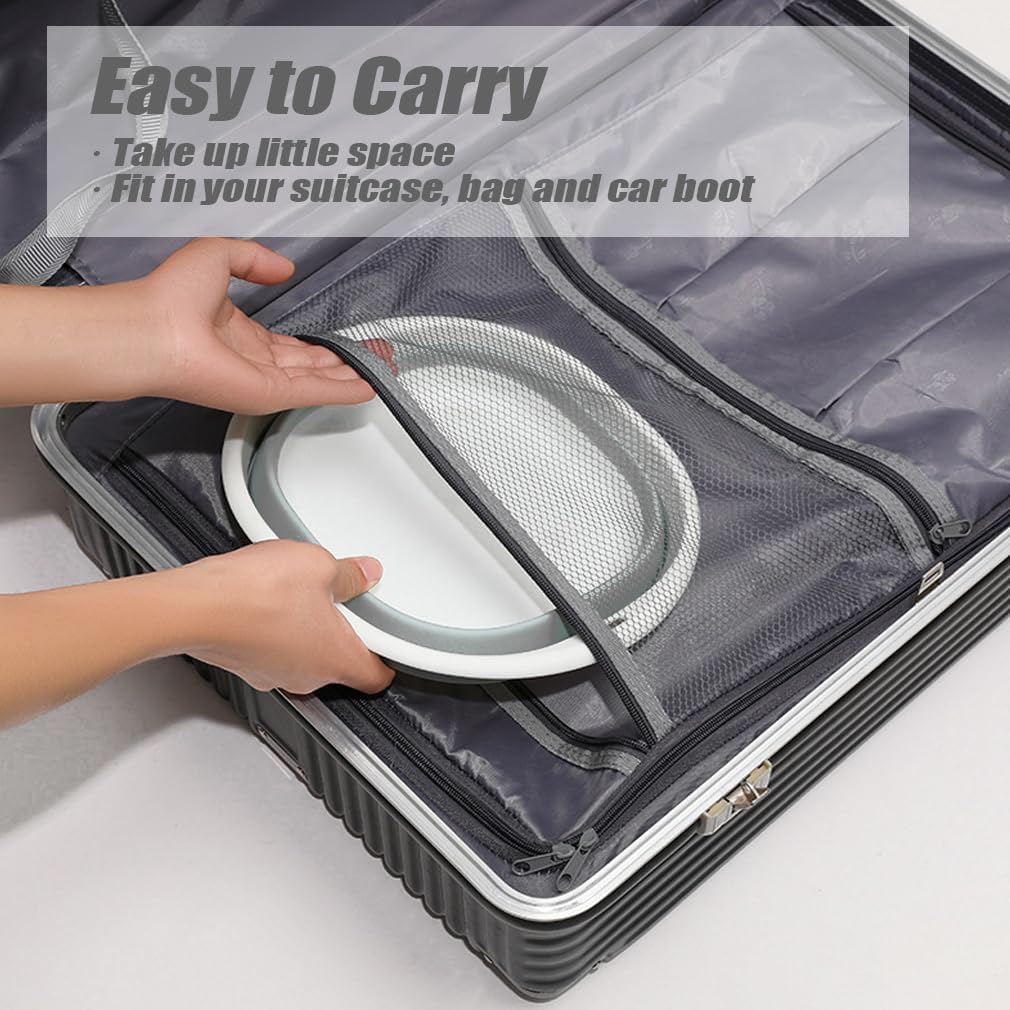 Foldable sink (5 litres) - Foldable basin - plastic sink - expandable water basin - portable food storage bowl for camping - multi-functional outdoor basin for travel (M - grey)