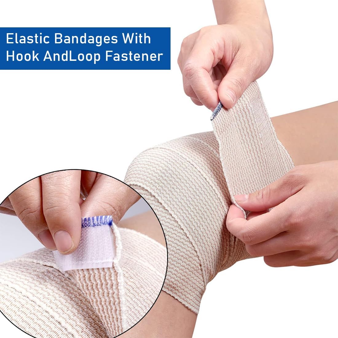 Premium compression bandages Pack of 6 elastic bandages - self-adhesive - for injuries to wrists, ankles, hands, knees, elbows, shoulders, feet - washable and reusable - 10 cm wide - 1-7 m long - stretches up to 4-5 m