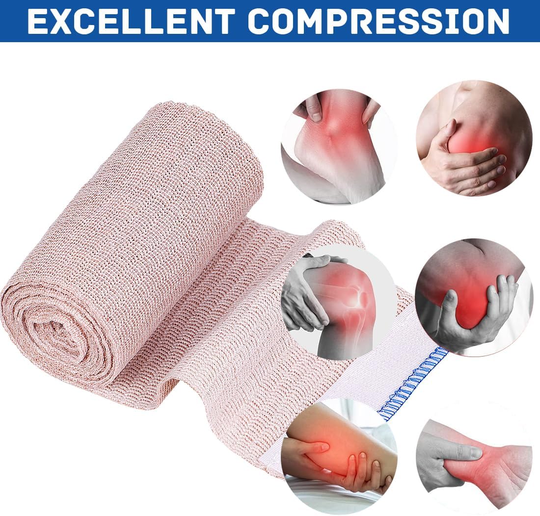 Premium compression bandages Pack of 6 elastic bandages - self-adhesive - for injuries to wrists, ankles, hands, knees, elbows, shoulders, feet - washable and reusable - 10 cm wide - 1-7 m long - stretches up to 4-5 m