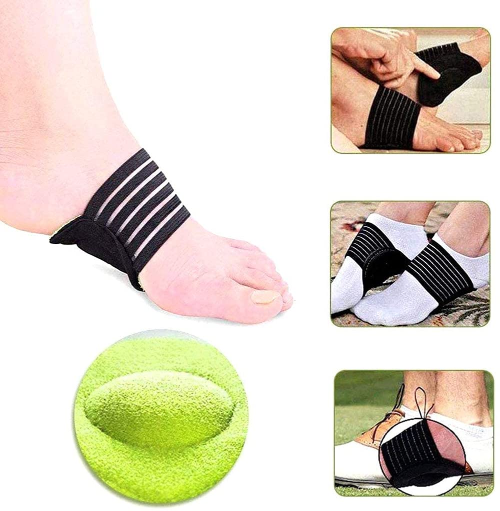 2 pairs of extra thick, padded compression arch supports for added comfort - suitable for plantar fasciitis, fallen arches, heel spurs, flat feet and foot pain issues
