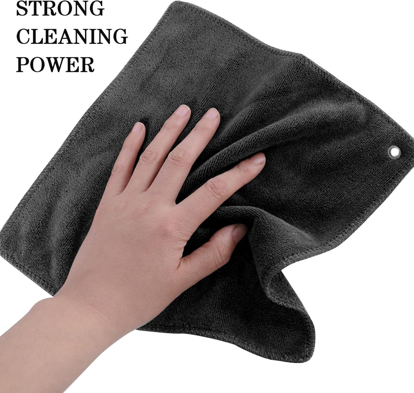 2 pieces golf towels- absorbent cleaning towels- multifunctional towels with carabiner for golf bags- fitness- sport- outdoor- yoga (2 colours)- black