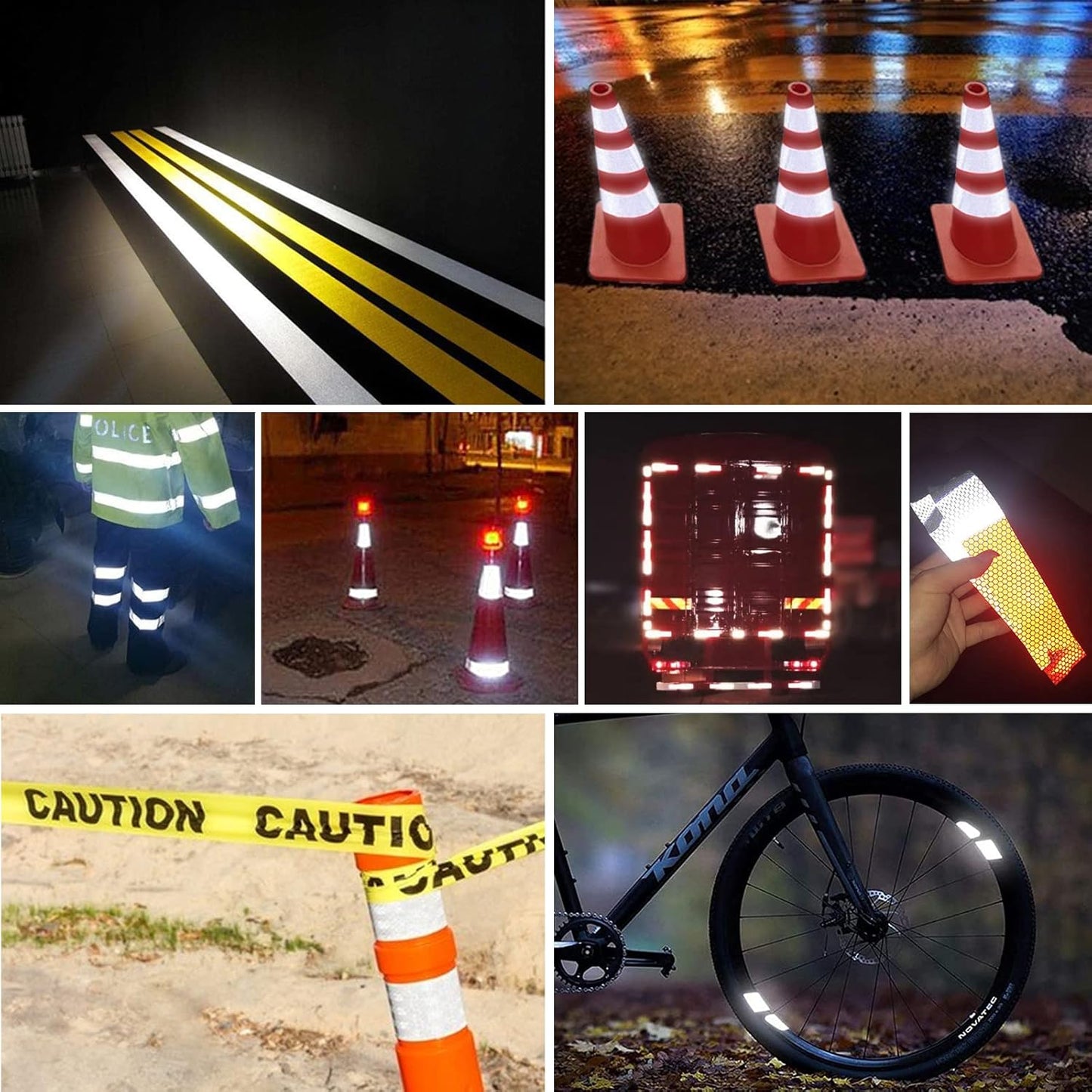 Reflective tape stickers - 3 rolls - White, yellow, red - Reflective tape - Safety warning strips - Traffic signs - Reflective signs - Stickers - 5 cm * 3 m