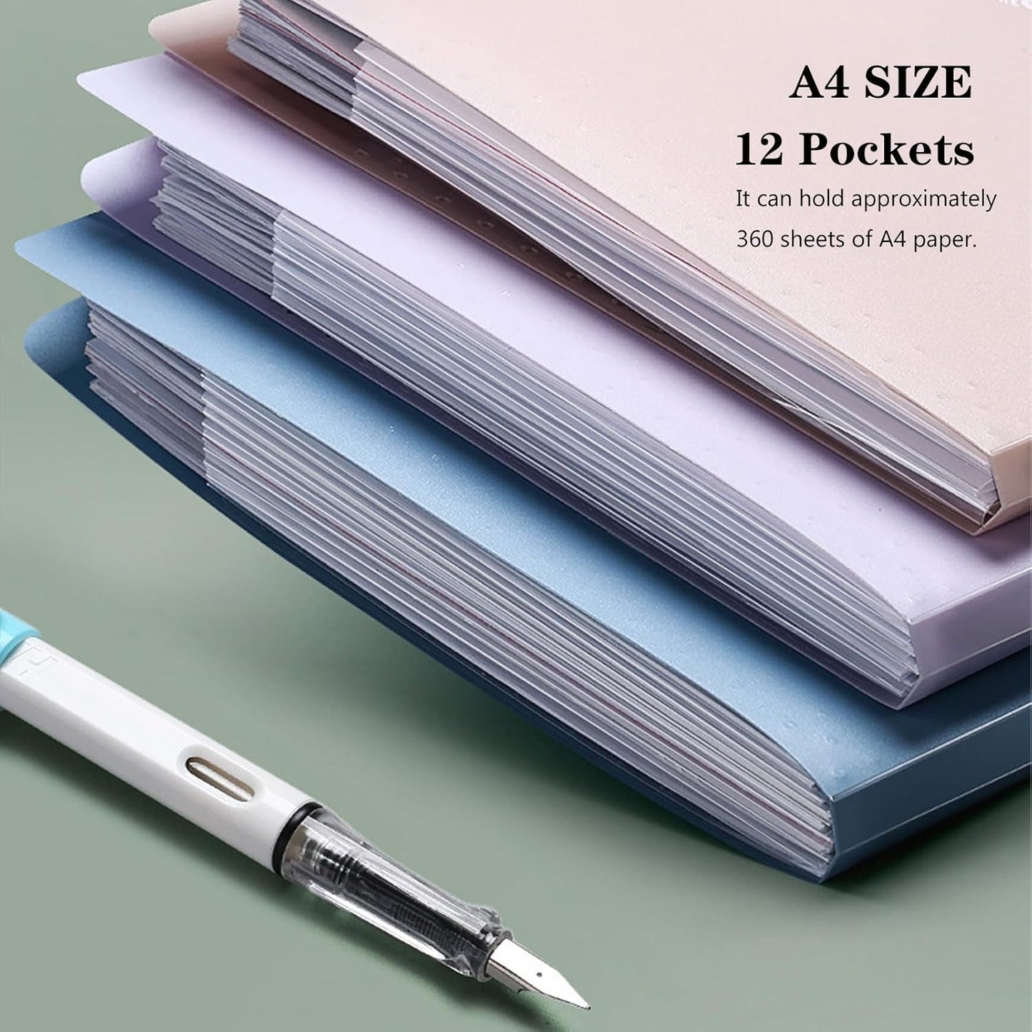 A4 Expandable folder - 3 poly pockets folder - 12 compartment folders large capacity accordion folders - expandable folders for office - business trips - home
