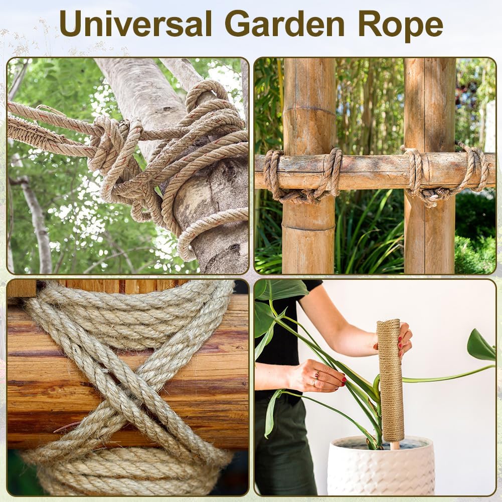 10m jute rope - 8mm thick jute rope - naturally braided jute garden rope for cat scratching post rope - gardening - camping - decoration - gift wrapping and craft decoration (brown)