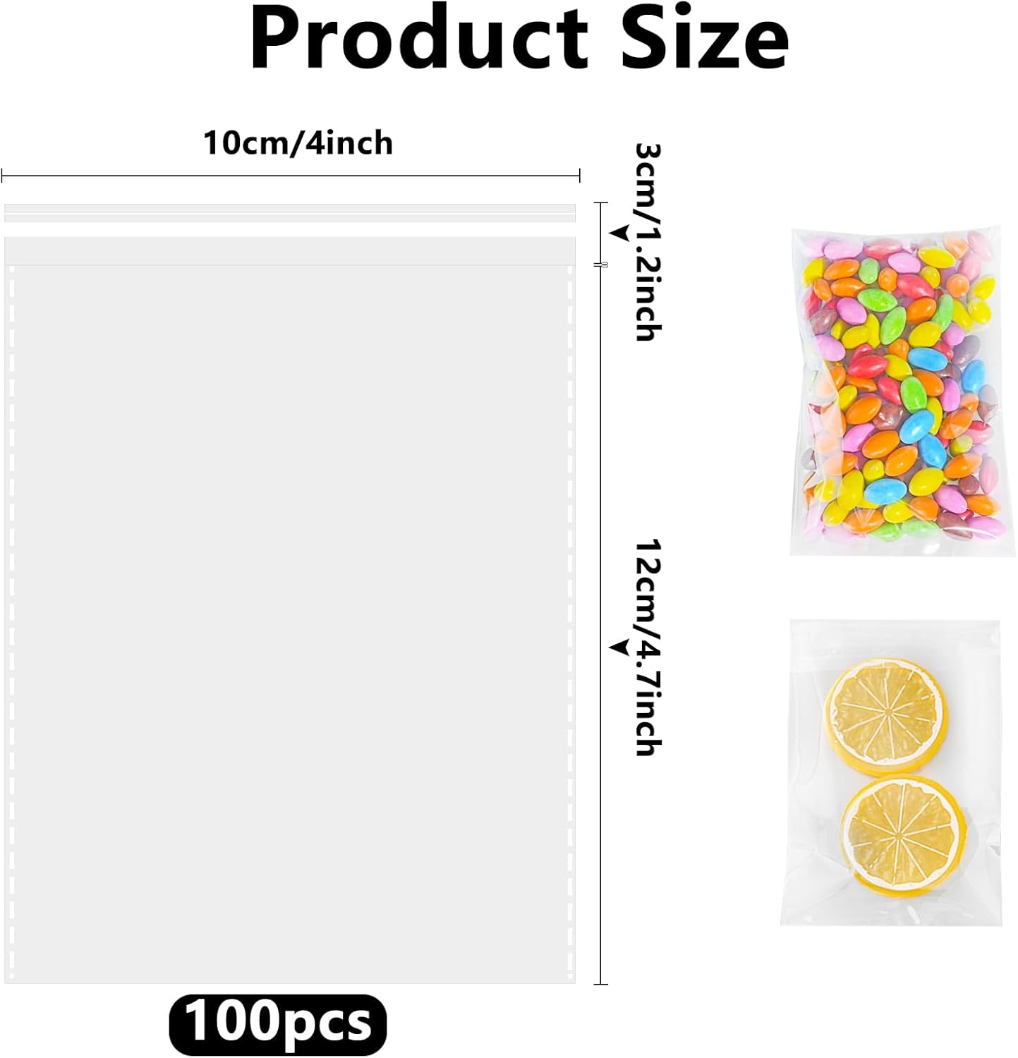 Cellophane bags - 100 small clear cellophane cookie bags - food safe - sealed with clear self-adhesive OPP display seal for cookies, lollies, envelopes, gifts, cards and photos (10 x 15 cm)