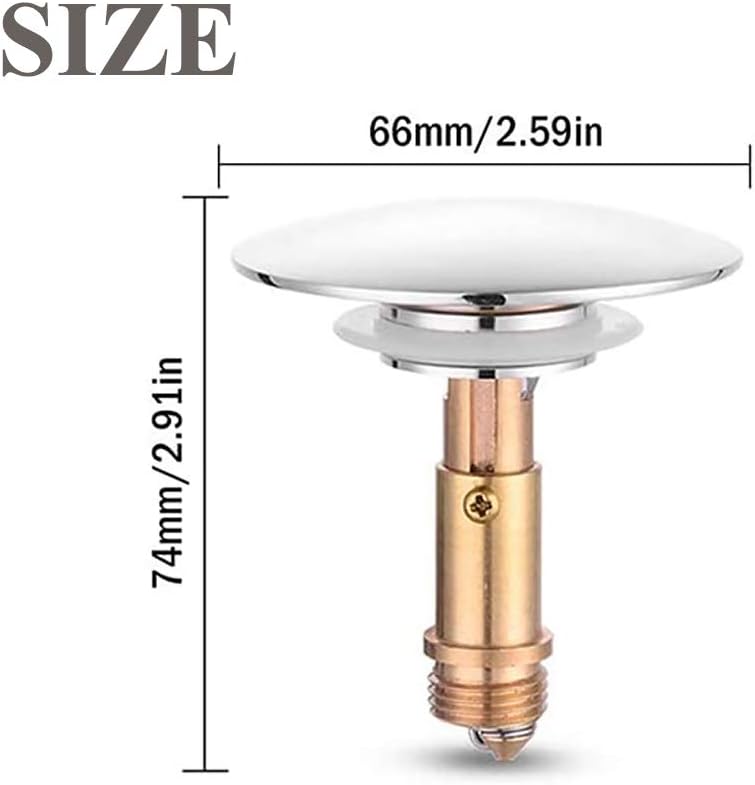 Pop-up click waste plug - sink drain stopper - brass slotted drain button - suitable for bathroom sink