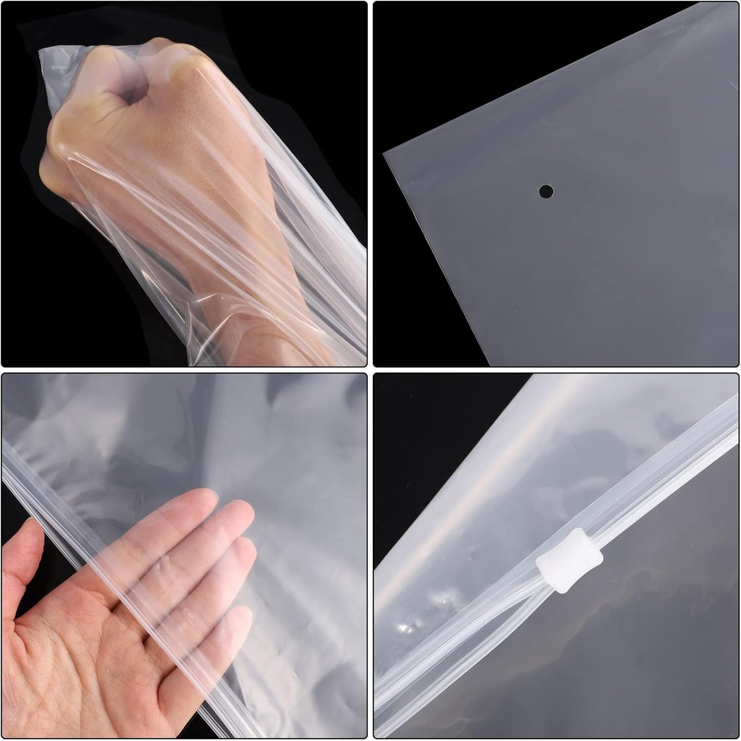 40 reusable travel zip lock bags - 40 x 30 cm - travel clothing bags - large transparent storage bags - plastic sealable clothing bags for clothes, shoes and cosmetics