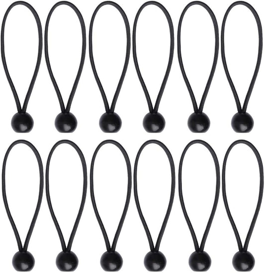 12 Black sailcloth bungee balls for banners - sailcloths - pavilions - tents - bungee hooks - stalls - flagpoles