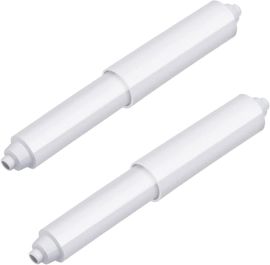 2-piece plastic toilet roll holder - toilet roll holder - toilet roll holder insert - bathroom toilet roll holder insert with spring mechanism - toilet roll replacement roll spring spindle (white)