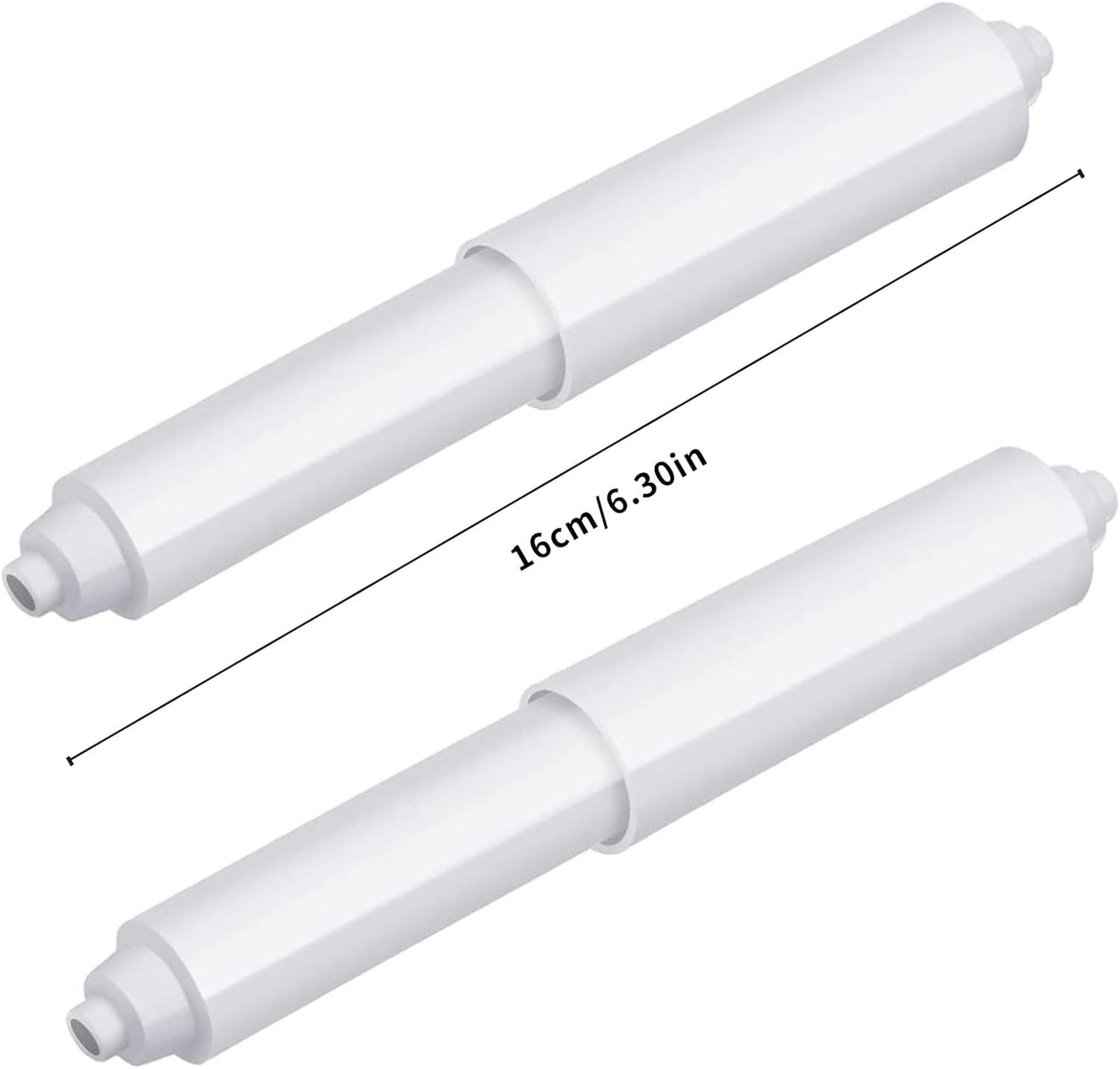 2-piece plastic toilet roll holder - toilet roll holder - toilet roll holder insert - bathroom toilet roll holder insert with spring mechanism - toilet roll replacement roll spring spindle (white)