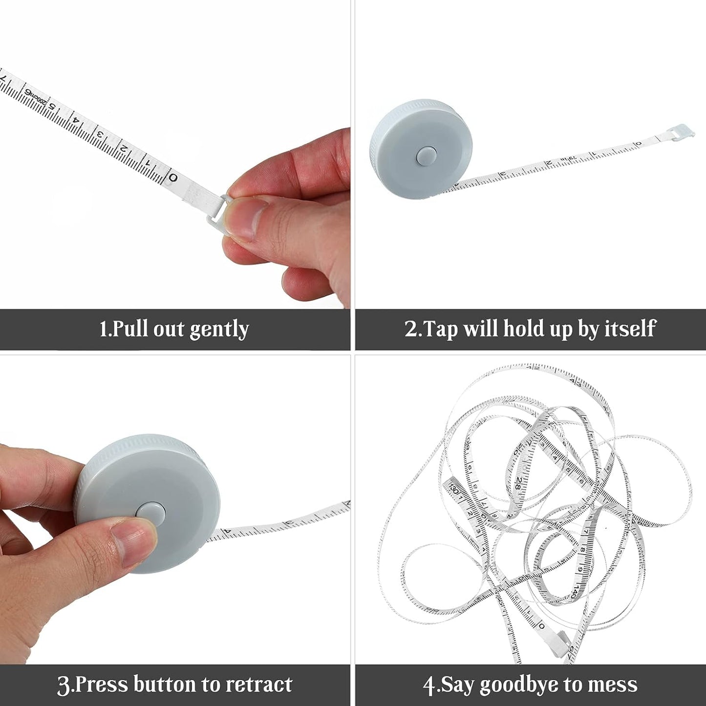 Meetlinten 3 pieces 200 cm/79 inch Sewing measuring tapes Retractable measuring tapes for measuring length, bust and waist