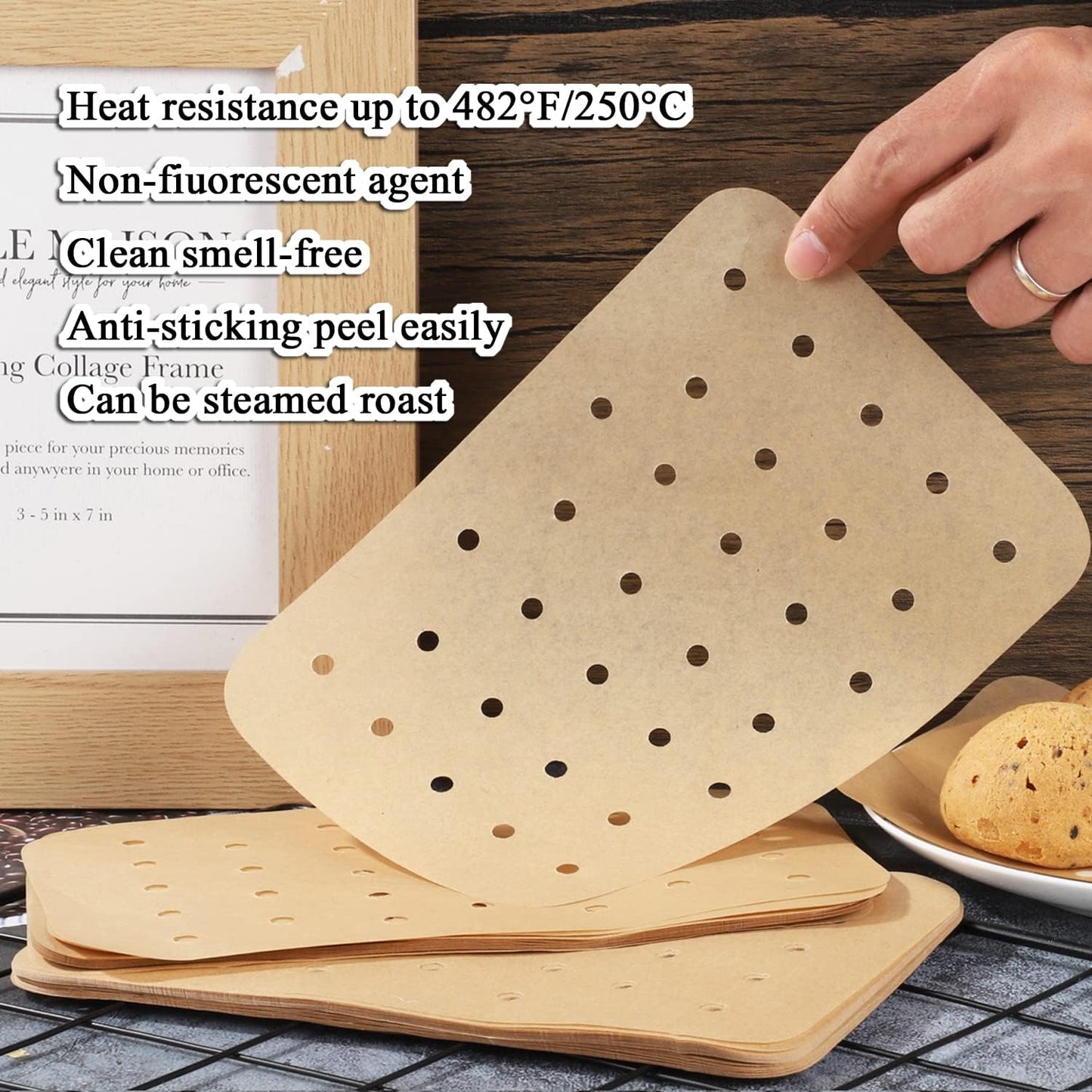 120 pieces of Airfryer paper baking forms, Airfryer baking forms compatible with Ninja Foodi Dual Airfryer, non-stick perforated baking paper compatible with Ninja DZ201 DZ401