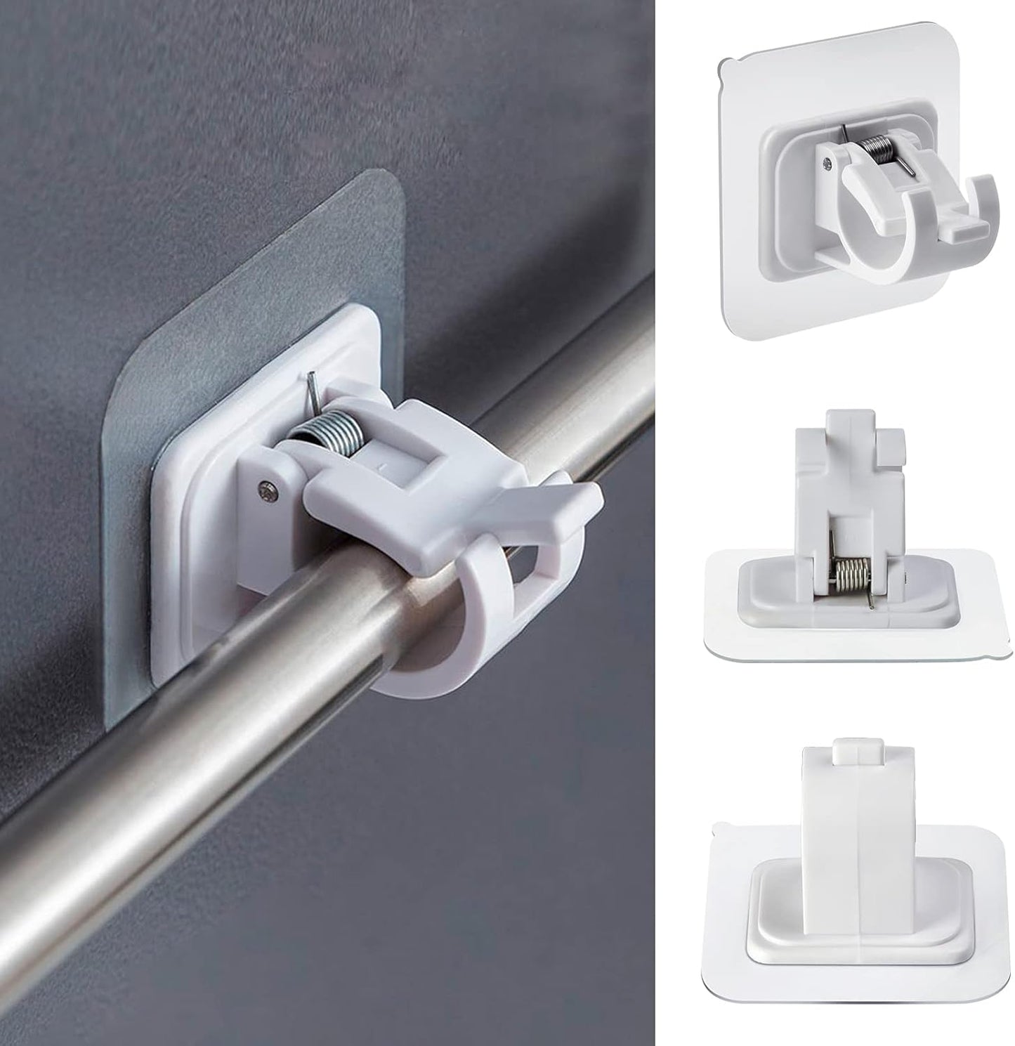 4 pieces self-adhesive curtain rod brackets No drilling required Curtain hooks Fixed rod bracket Curtain rod wall mounting bracket Towel bar hooks for home Bathroom Kitchen Hotel Towel Clothes Hanging (White)