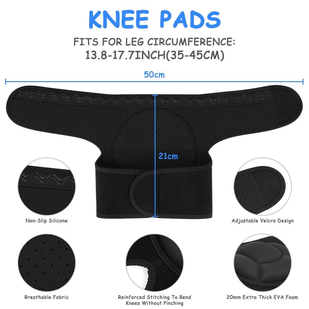 1 pair of knee pads, 20 mm thick knee pads for gardening, non-slip and anti-impact knee pads for household cleaning, construction, floors, garden (large size)