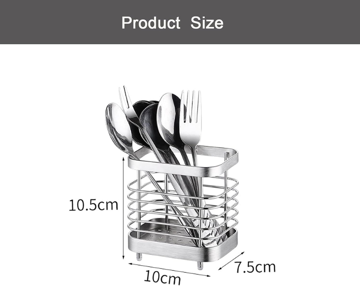 Kitchen utensil holder, stainless steel cutlery rack, sink holder, stainless steel sink organizer, kitchen utensil cutlery holder (black)
