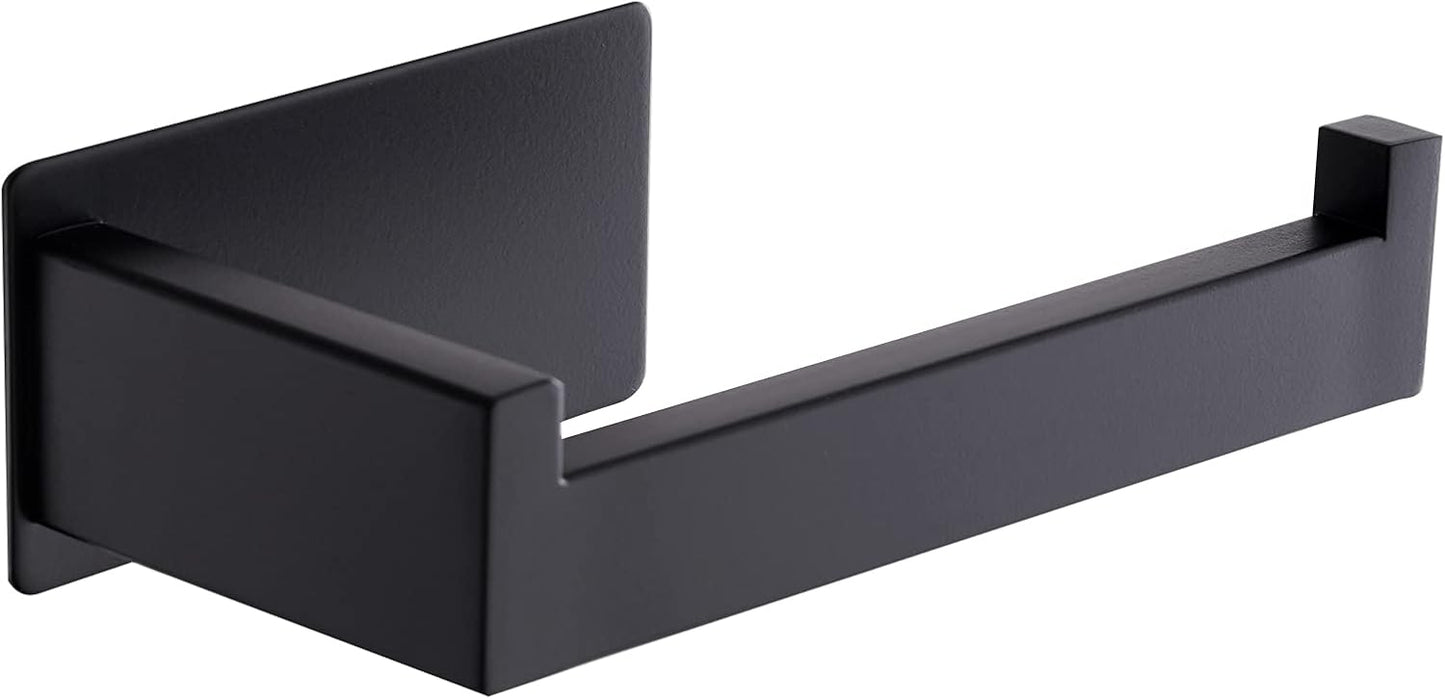 Toilet roll holder - No drilling required, high-quality 304 stainless steel toilet roll holder, self-adhesive, suitable for bathroom and kitchen, strong adhesion, waterproof, black