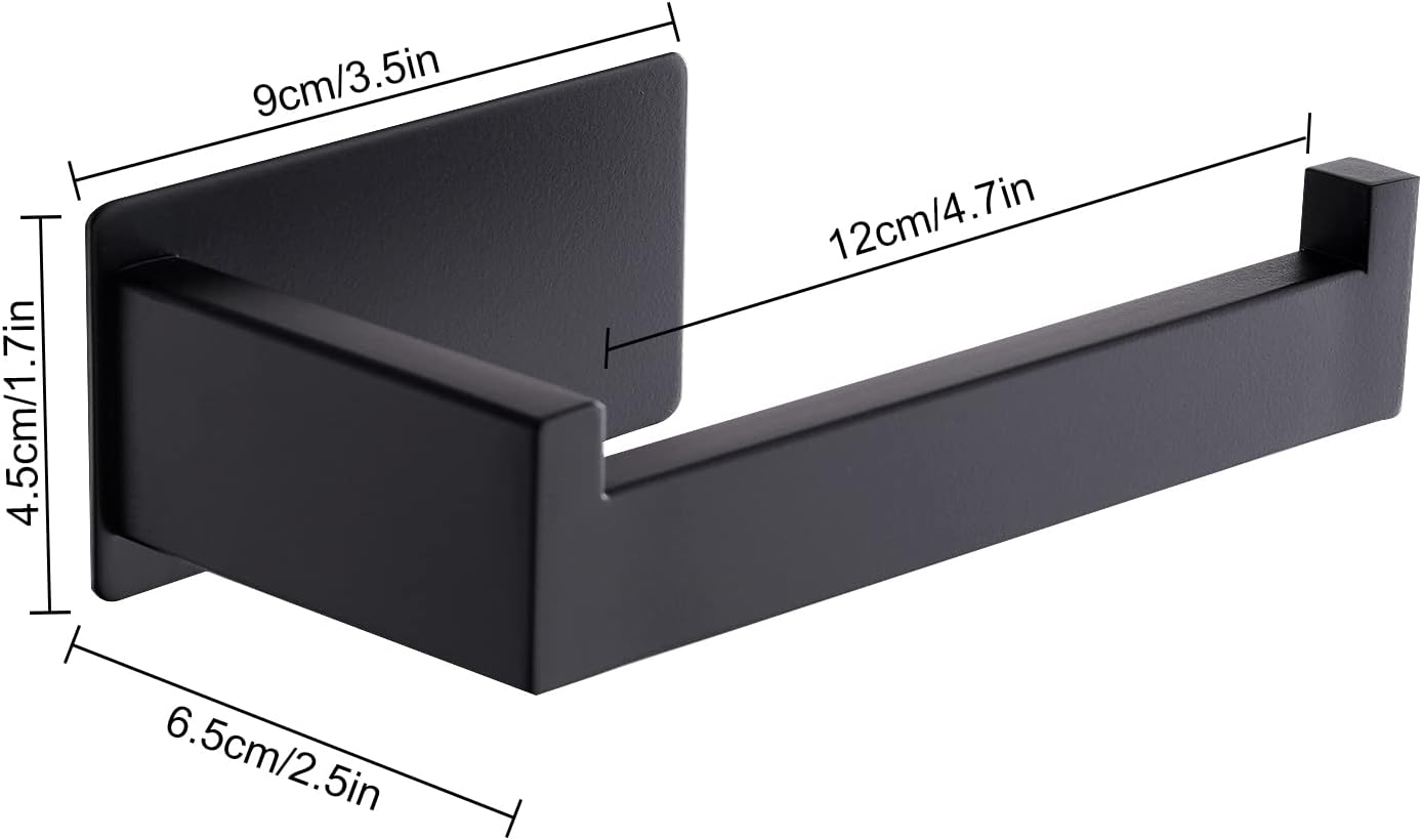 Toilet roll holder - No drilling required, high-quality 304 stainless steel toilet roll holder, self-adhesive, suitable for bathroom and kitchen, strong adhesion, waterproof, black