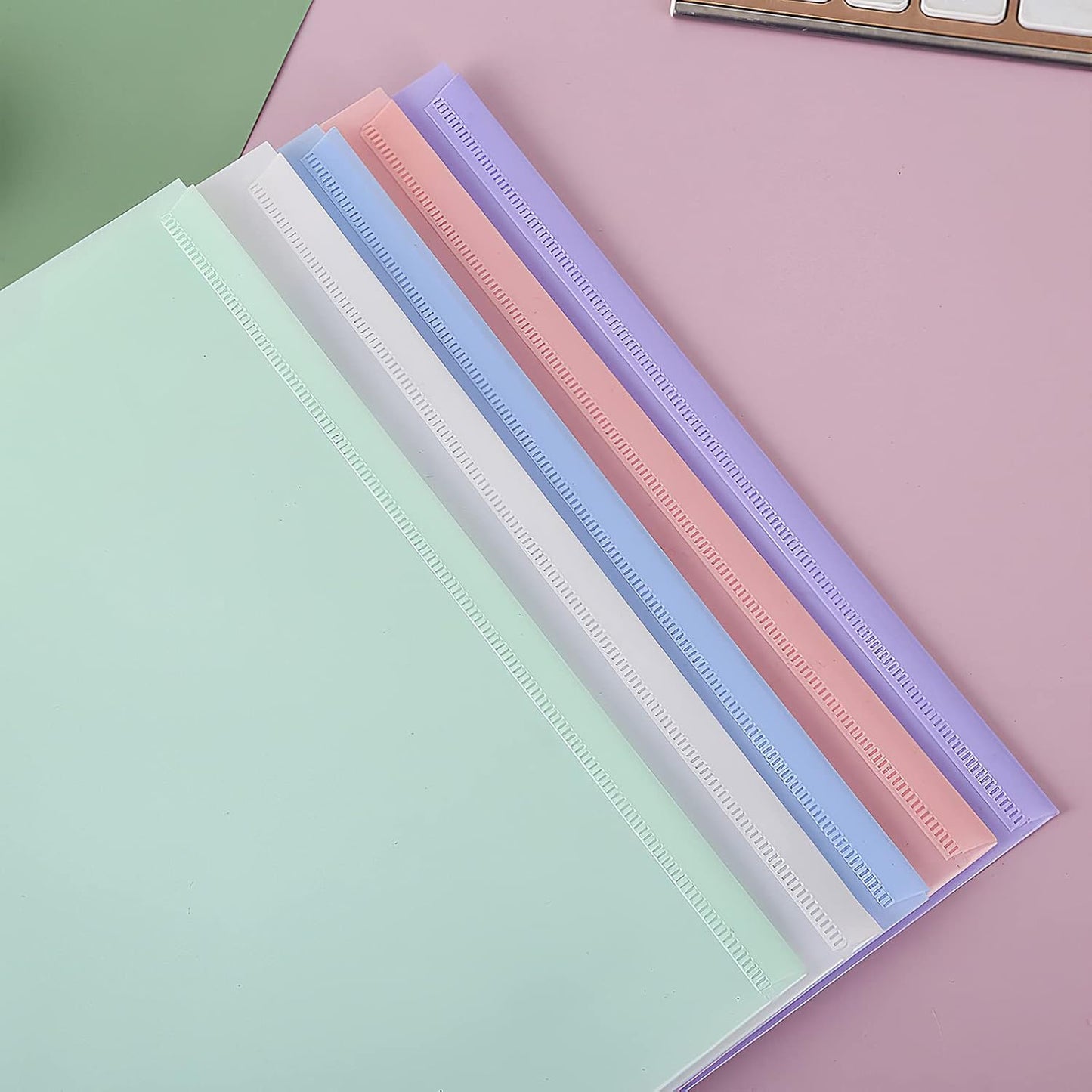 10 pieces of A4 plastic envelope folders, transparent envelopes with press studs, A4 folders with label pockets for school, homework and office, 5 colours