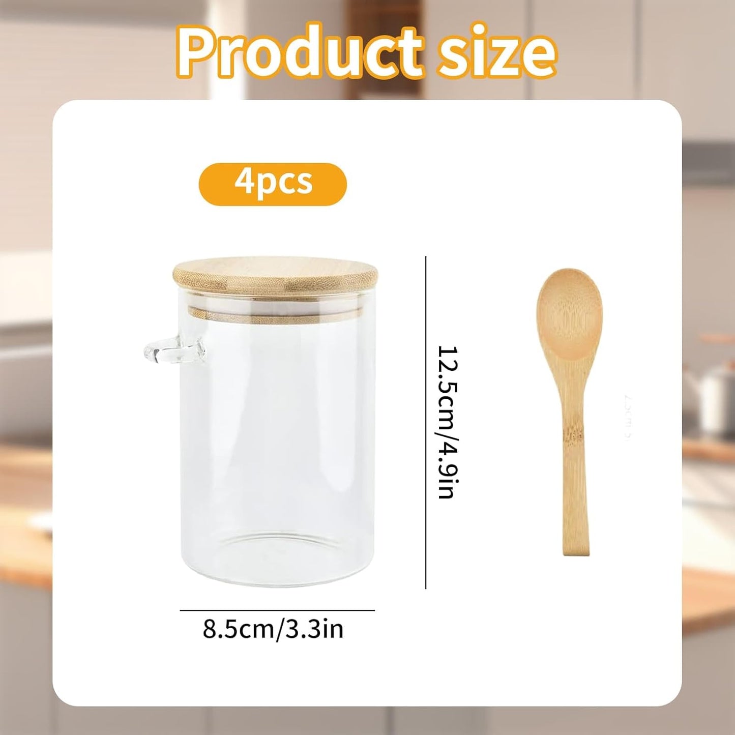 4-pack overnight oats containers with wooden lids and spoons, 473 ml overnight oats jars, glass food containers for oatmeal, chia seed pudding, yoghurt, salad and breakfast cereals
