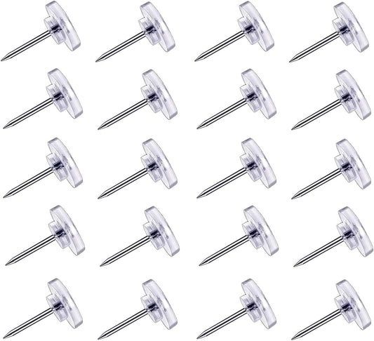 Pushpins, transparent pushpins, flat pushpins with steel points and transparent plastic heads, transparent pushpins for school, office, noticeboards, 150 pieces