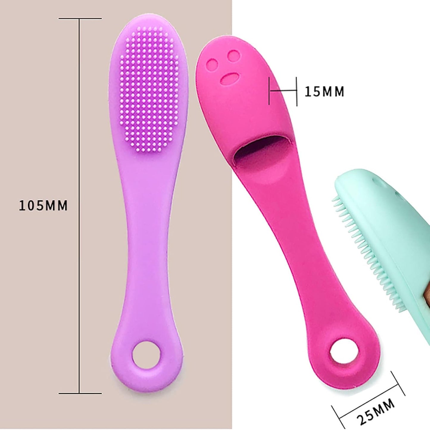 Gentle silicone facial cleansing brush - Manual facial cleansing brush - Soft and effective cleansing and massage - 5-pack