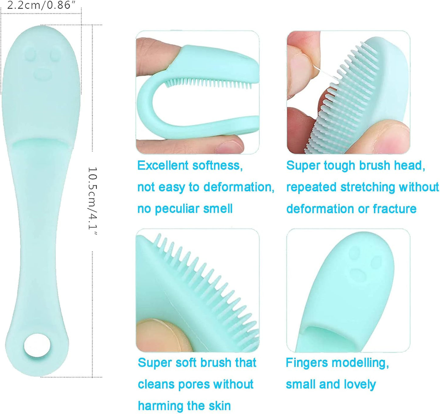 Gentle silicone facial cleansing brush - Manual facial cleansing brush - Soft and effective cleansing and massage - 5-pack