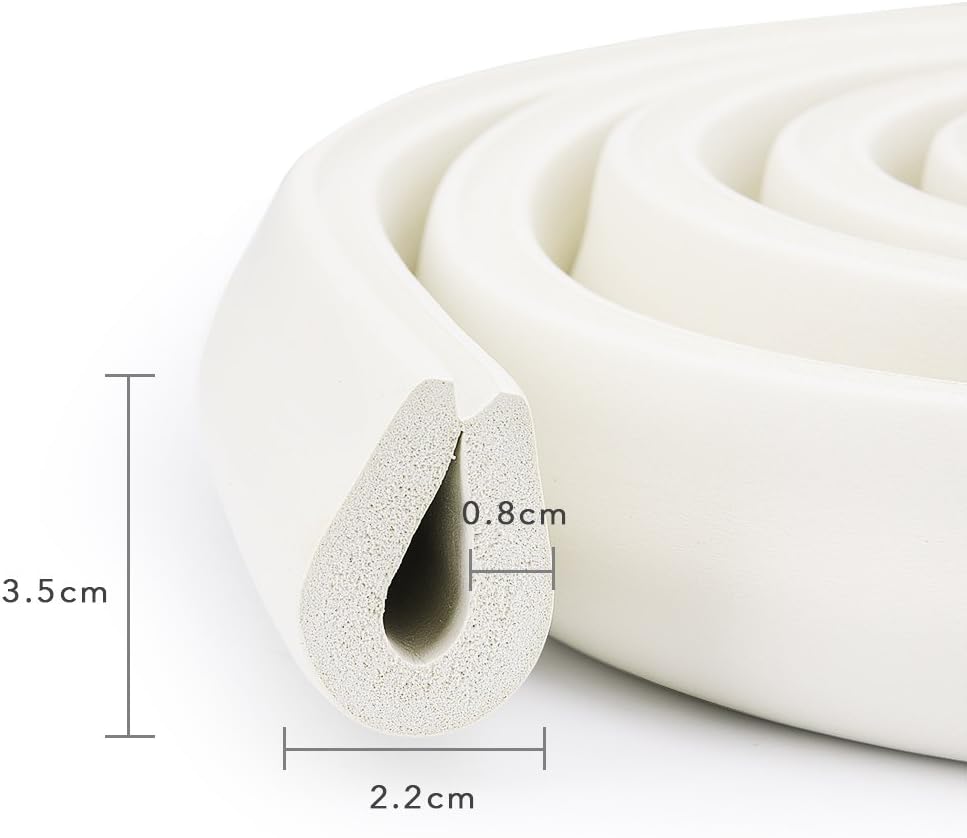 Edge protection strips, 2M * 2 rolls foam safety strips, anti-bump strips for kids, thickened soft protection strips, corner protectors for babies, children and toddlers - cream white