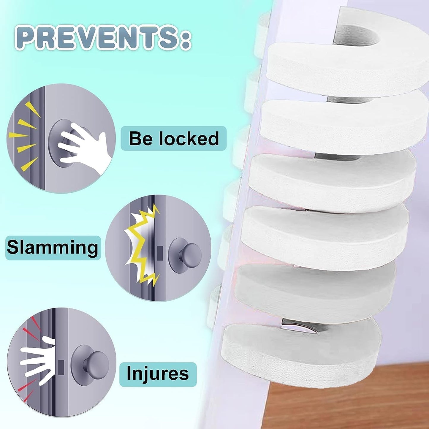 [6-pack -1.5 cm] Door latch safety lock, child door safety lock, baby safe door stopper, protect children's fingers with soft foam protection, prevent finger pinching injuries, child or pet cannot be locked in the room