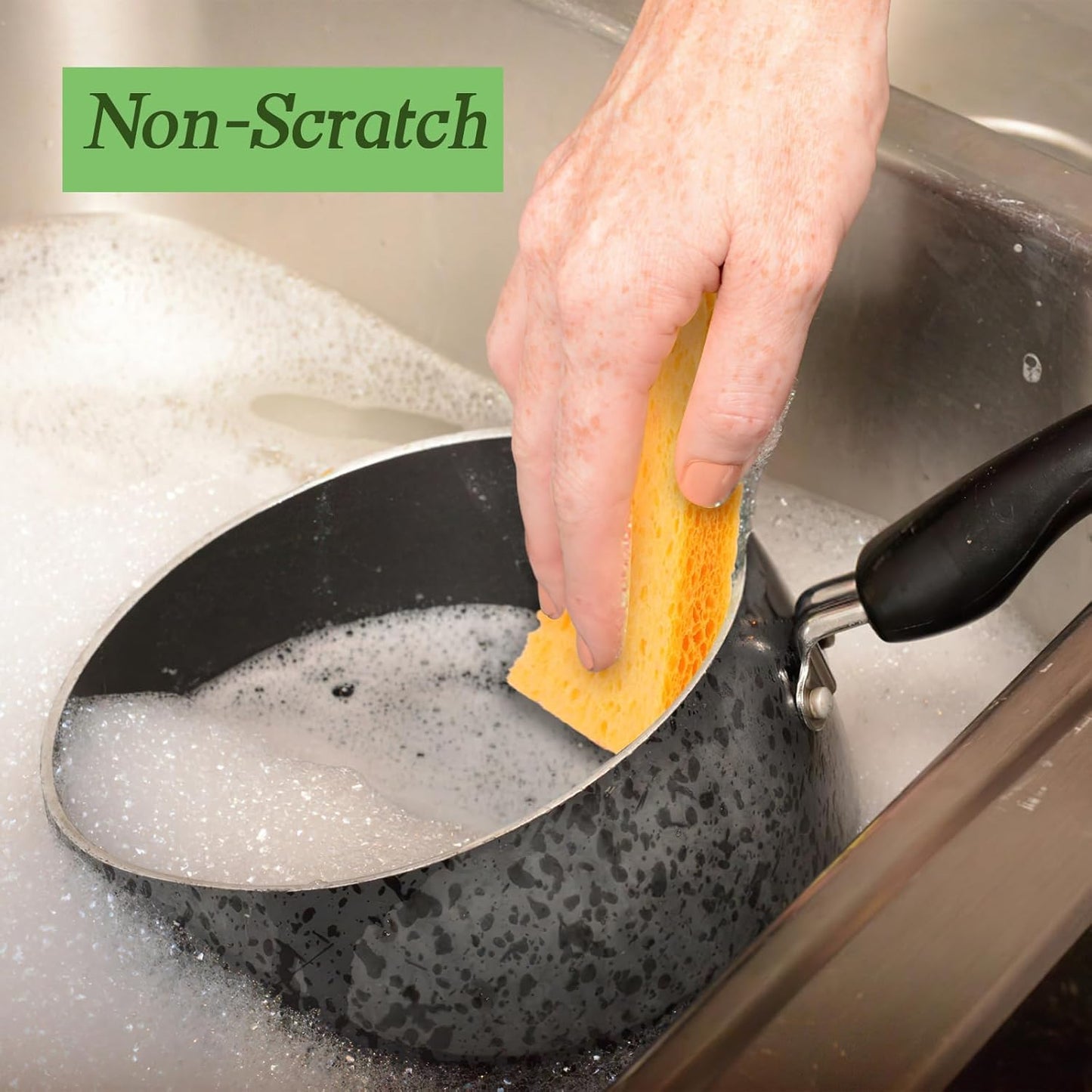 Dishwashing sponges, 12 natural cellulose cleaning sponges, anti-scratch kitchen sponges for washing dishes, home, cookware, bathroom