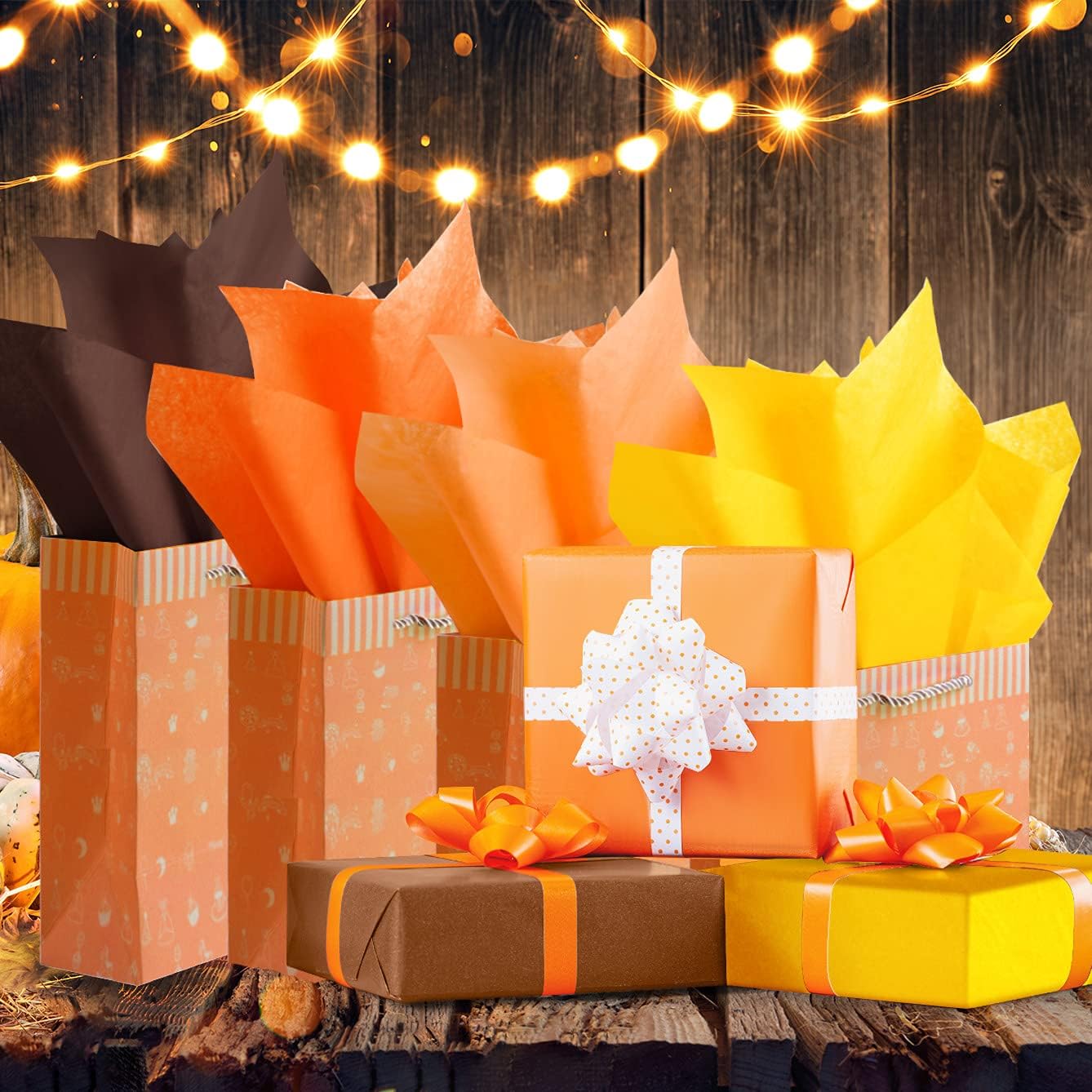 60 sheets of tissue paper autumn wrapping paper bulk multicoloured craft paper crafts for Thanksgiving harvest birthday party do-it-yourself and craft decoration