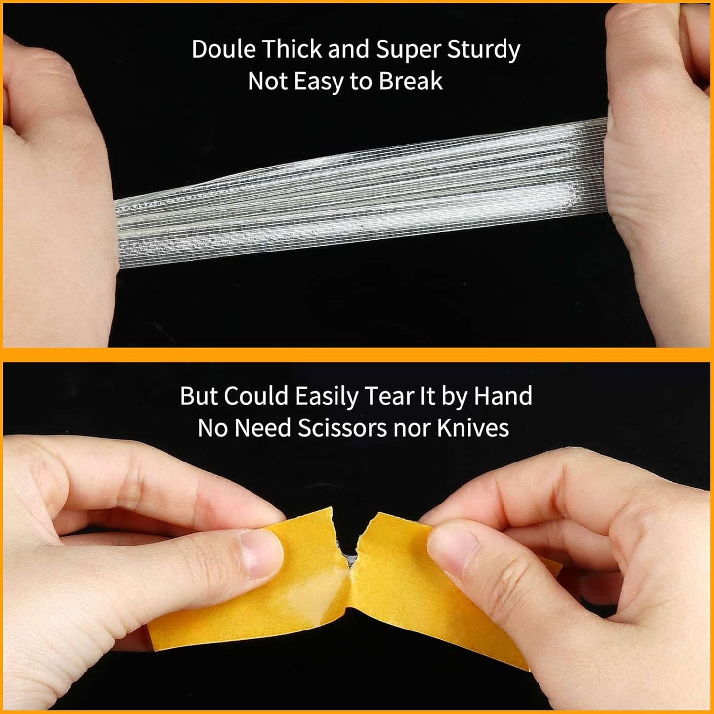 Rol 0.6" x 66' double-sided, strong super sticky fabric tape - clear adhesive for carpet, walls, floors, rugs, craft supplies - wide mounting (2 rolls)