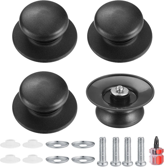 Set of 4 lid knobs, universal replacement lid knob, handle for kitchen cookware, round bakelite handle