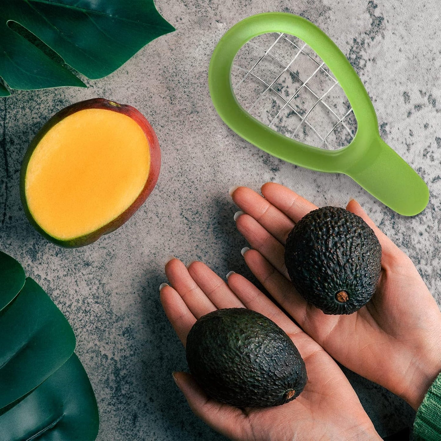 Avocado splitting tool - Stainless steel, dishwasher safe, portable fruit tool - For splitting avocados, kiwis, avocados and similar fruit