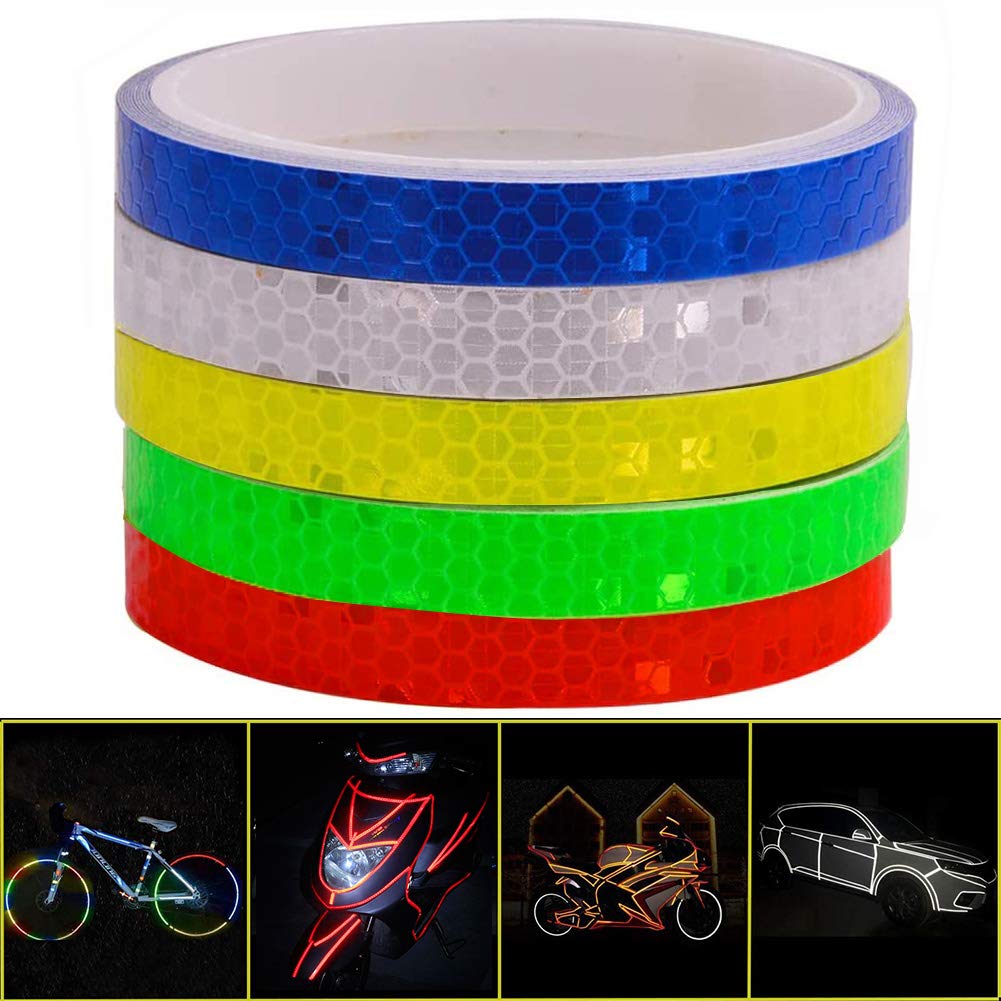 Reflective tape - 5 colours - Night safety - Reflective warning stickers - Waterproof - Outdoor - Reflective tape for bike wheels - Suitable for bikes, trailers and motorcycles