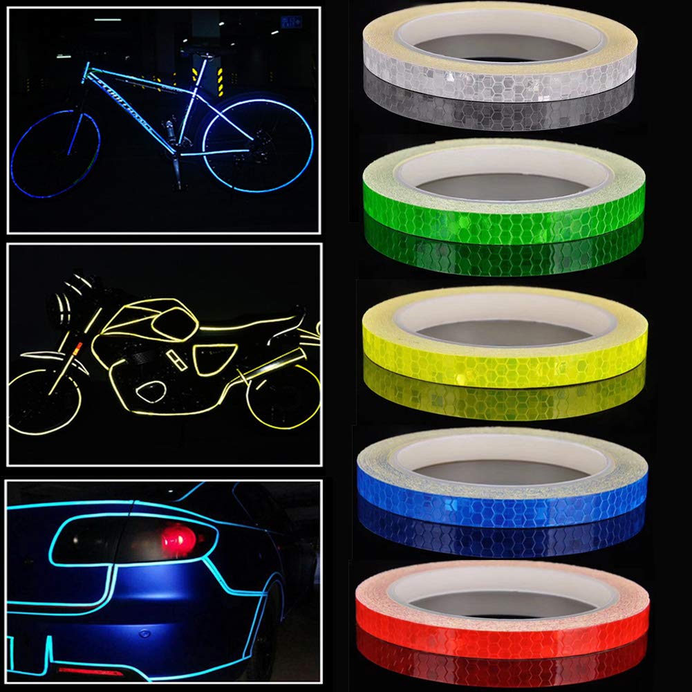 Reflective tape - 5 colours - Night safety - Reflective warning stickers - Waterproof - Outdoor - Reflective tape for bike wheels - Suitable for bikes, trailers and motorcycles