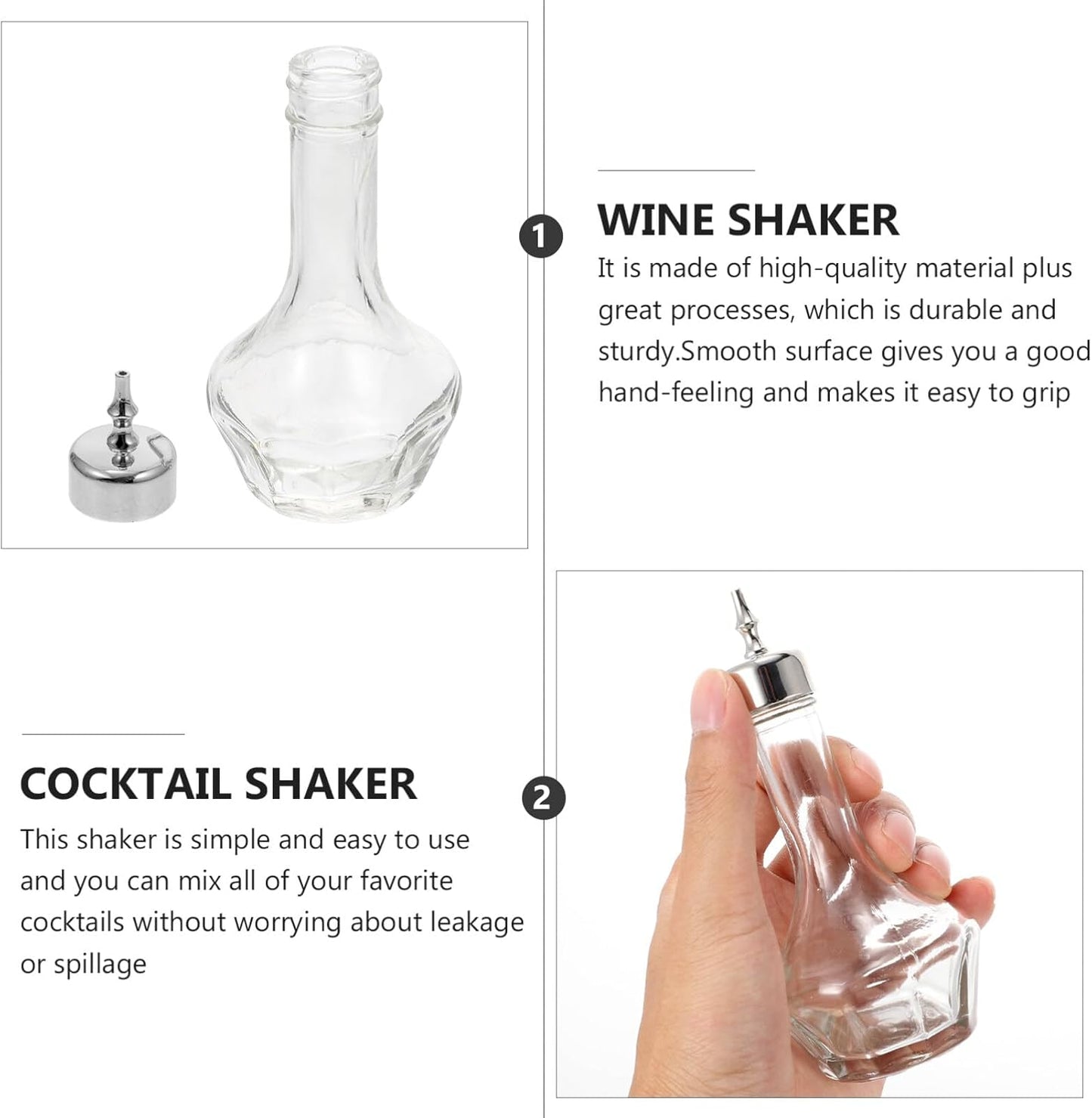 50 ml glass bitter bottle with stopper - Professional cocktail tools, cocktail mixing supplies - for bartenders and home bars - for home bars - Silver