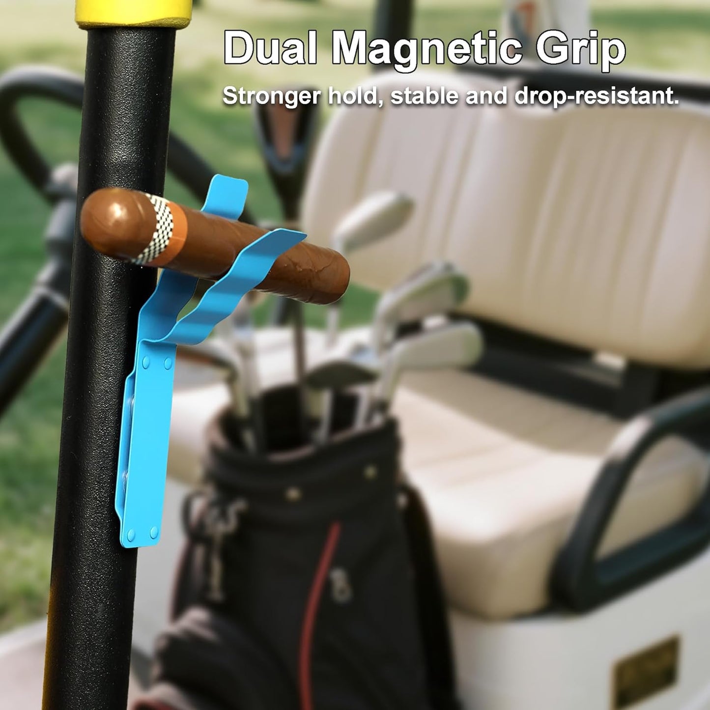 Magnetic Golf Cart Clamp - Aluminium Alloy Accessory - Fits Ring Sizes 30-70 - Strong Magnetic Clamp - Suitable for Golf, Barbecue, Fishing and Outdoor Use (2-pack - Black + Blue)
