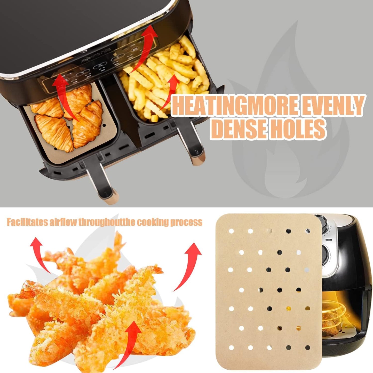 120 pieces Airfryer paper baking forms, Airfryer baking forms compatible with Ninja Foodi Dual Airfryer, non-stick perforated baking paper compatible with Ninja DZ201 DZ401