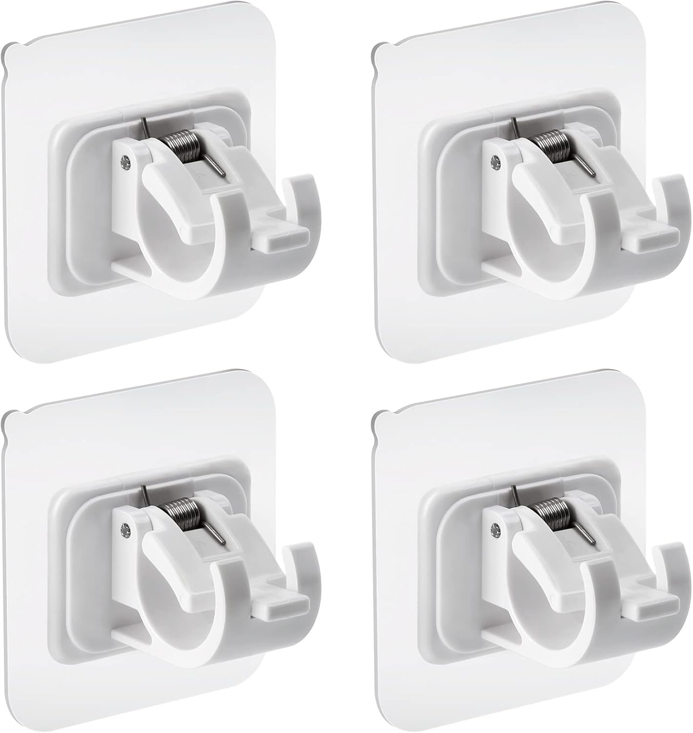 4 pieces of self-adhesive curtain rod brackets No drilling required Curtain hooks Fixed rod bracket Curtain rod wall mounting bracket Towel rod hooks for home Bathroom Kitchen Hotel Towel Clothes Hanging (White)