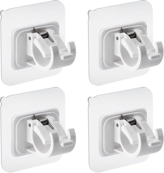 4 pieces of self-adhesive curtain rod brackets No drilling required Curtain hooks Fixed rod bracket Curtain rod wall mounting bracket Towel rod hooks for home Bathroom Kitchen Hotel Towel Clothes Hanging (White)