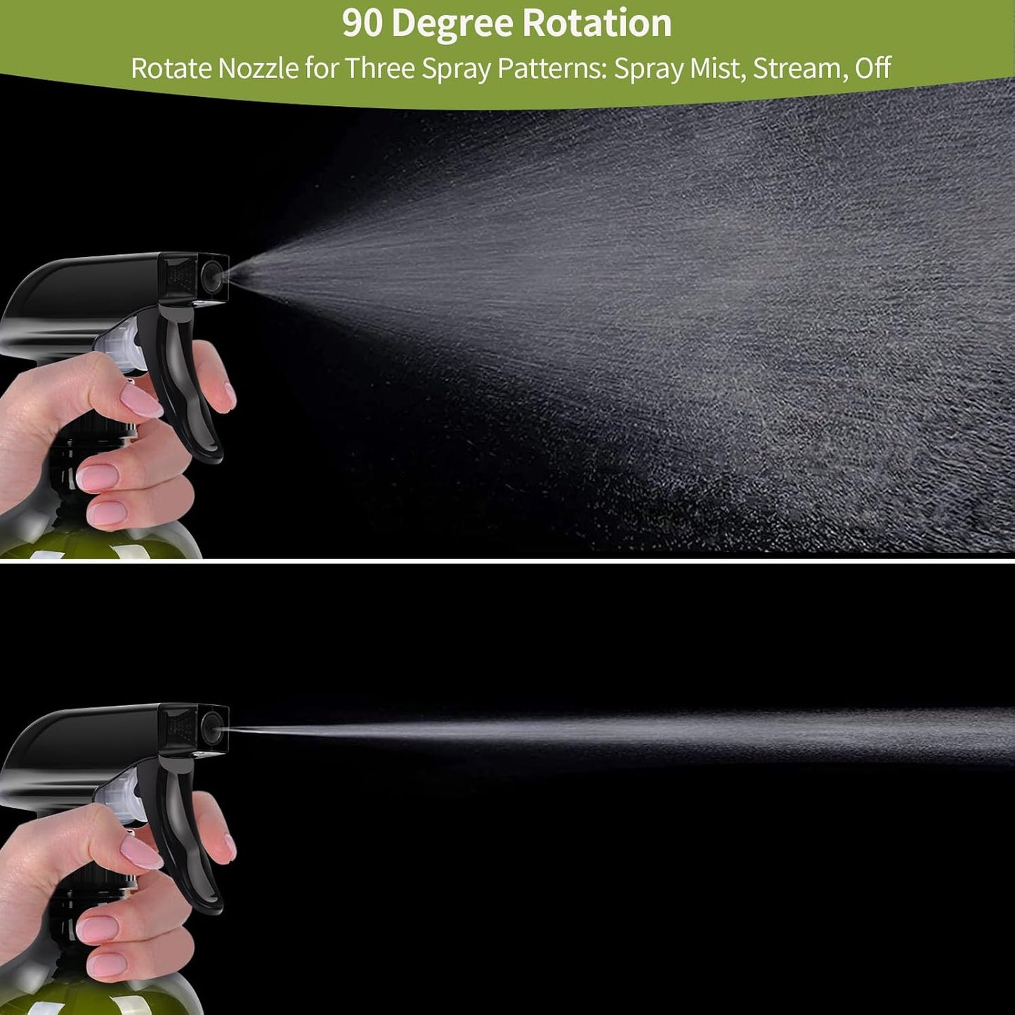 Cleaning spray bottle, hair spray bottle, plant sprayer, durable trigger, refillable, clear plastic, 2x 500ml (3 spray heads) empty garden sprayer, hair sprayer